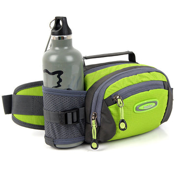 Waterproof waist bag with two water bottle holders for camping wanderlust